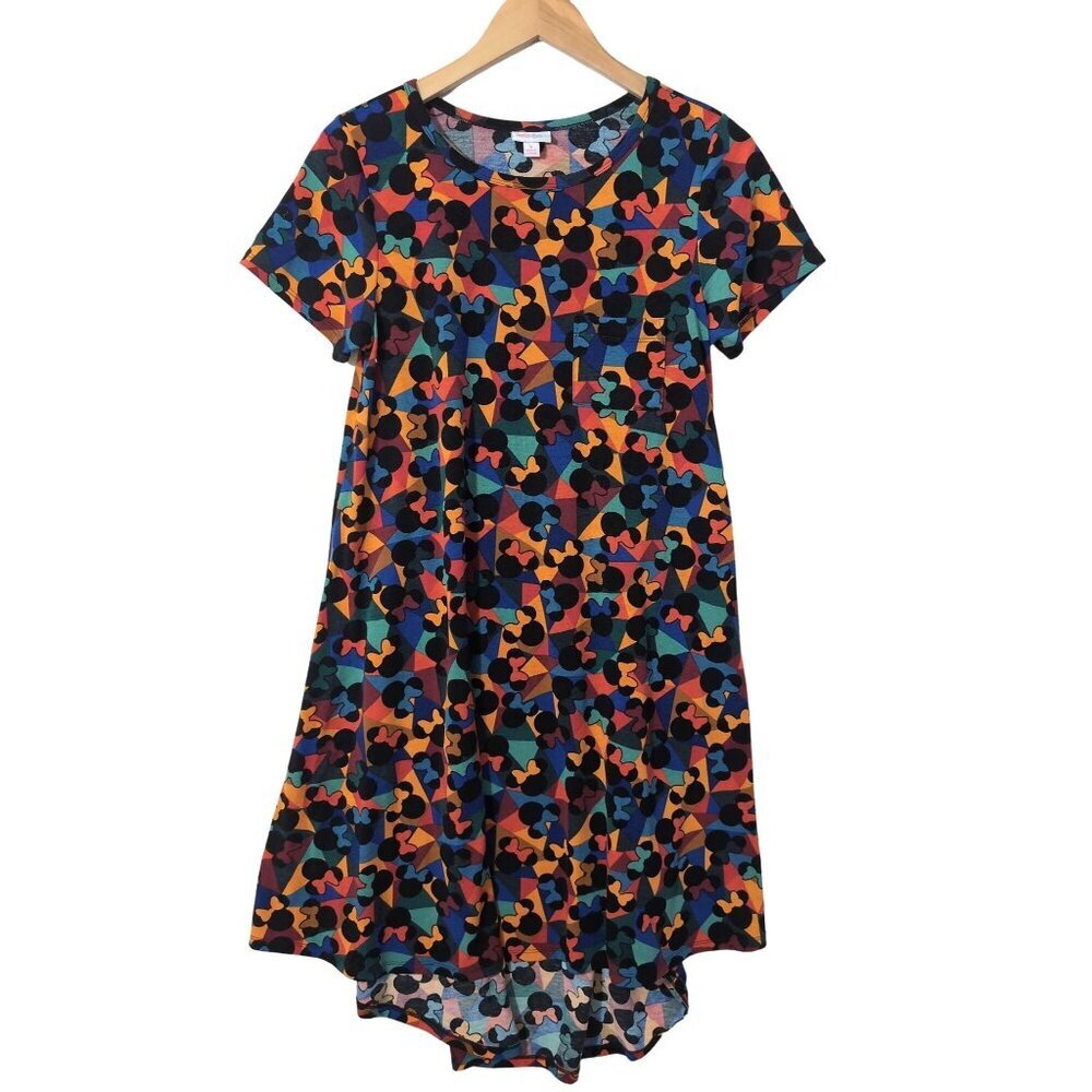 Lularoe Disney Carly Dress Womens S Minnie Mouse Print Short Sleeve Pullover